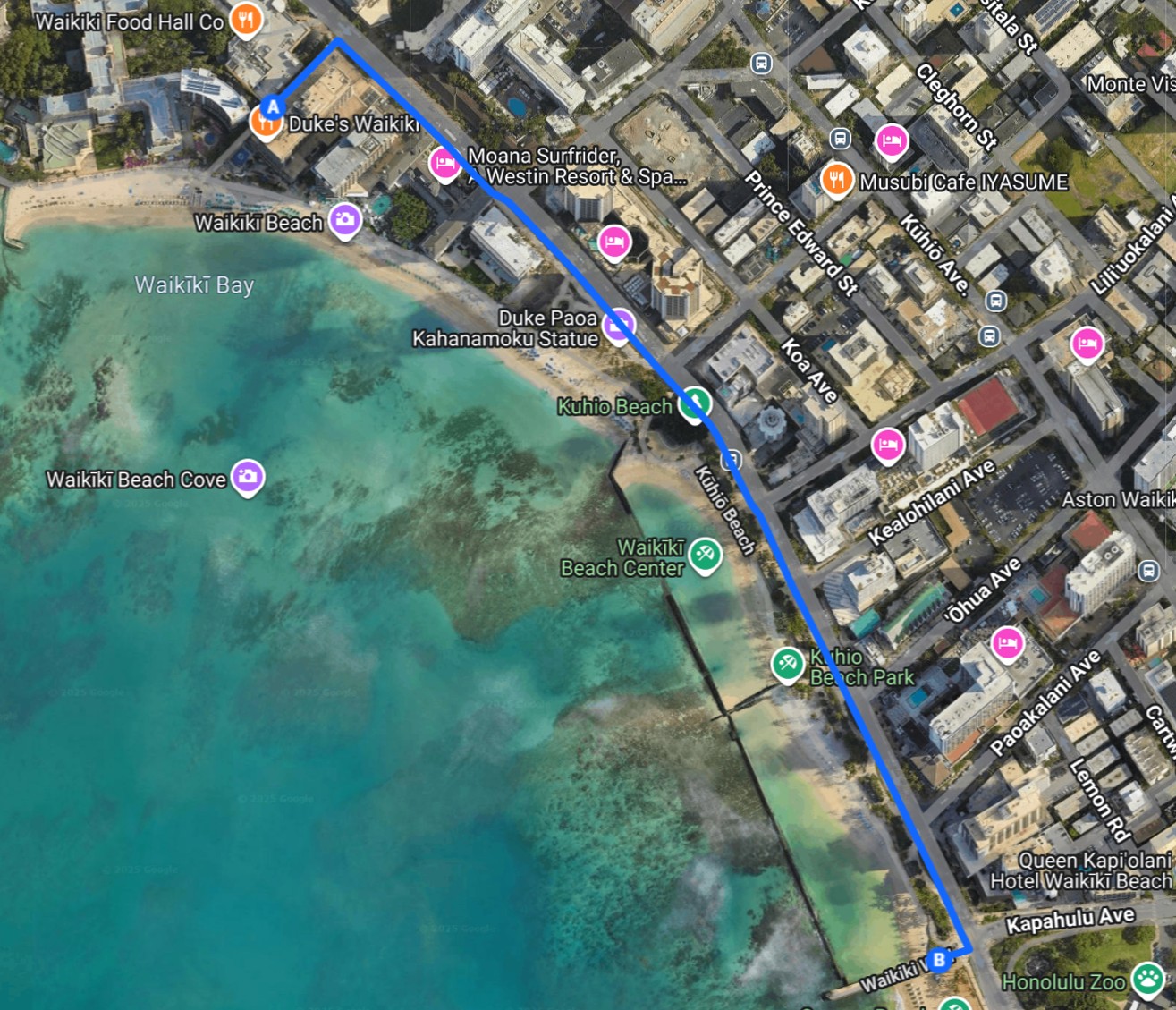 Waikiki Surf Map Route 2